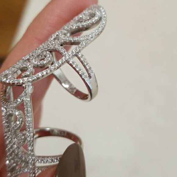 925 CZ long finger knuckle ring - Picture 7 of 8